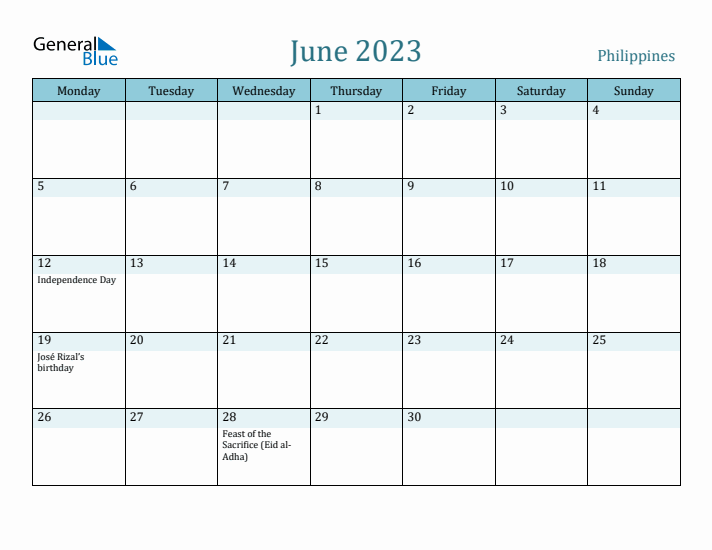 June 2023 Calendar with Holidays