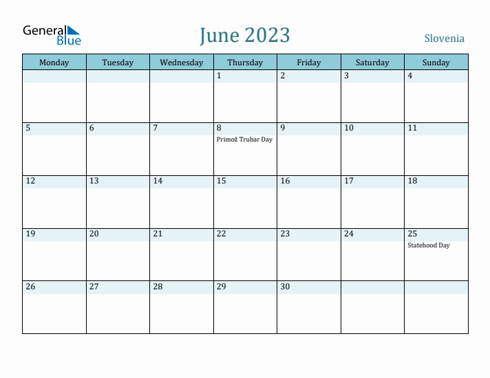 June 2023 Calendar with Holidays