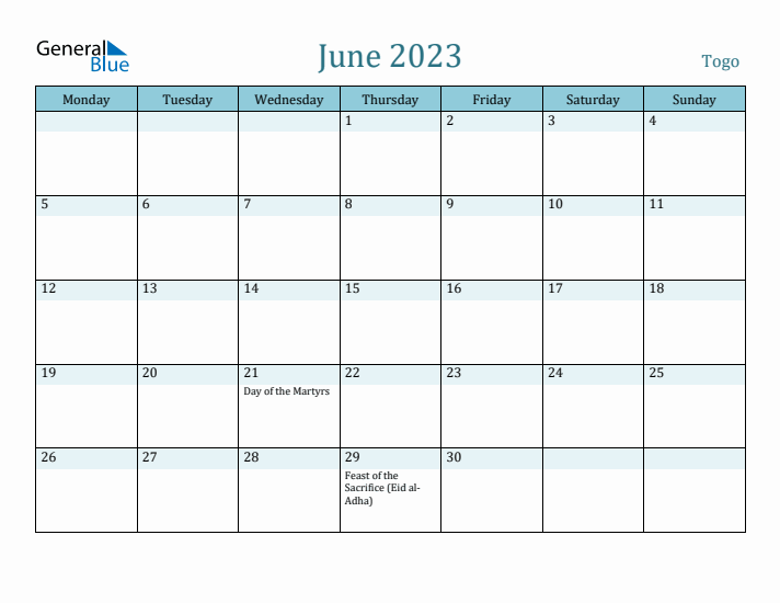 June 2023 Calendar with Holidays