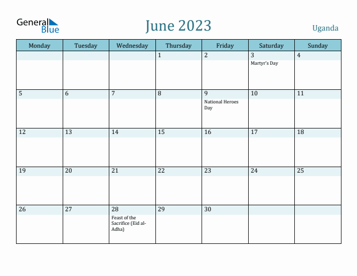 June 2023 Calendar with Holidays