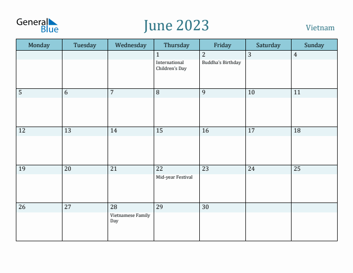 June 2023 Calendar with Holidays