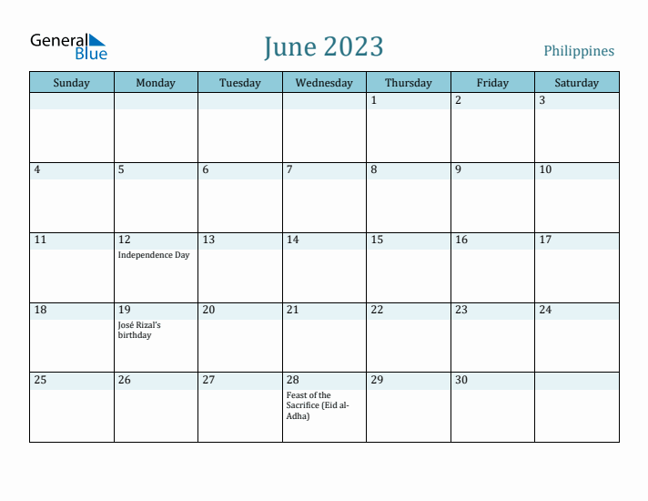 June 2023 Calendar with Holidays