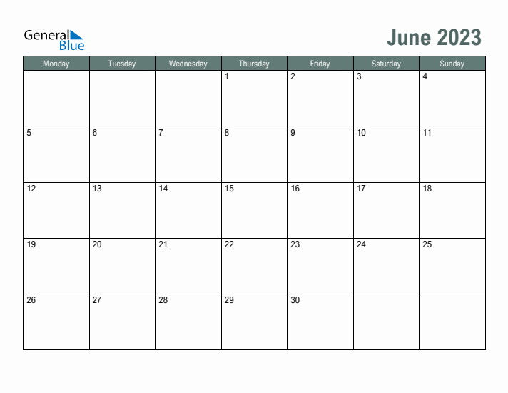 Free Printable June 2023 Calendar