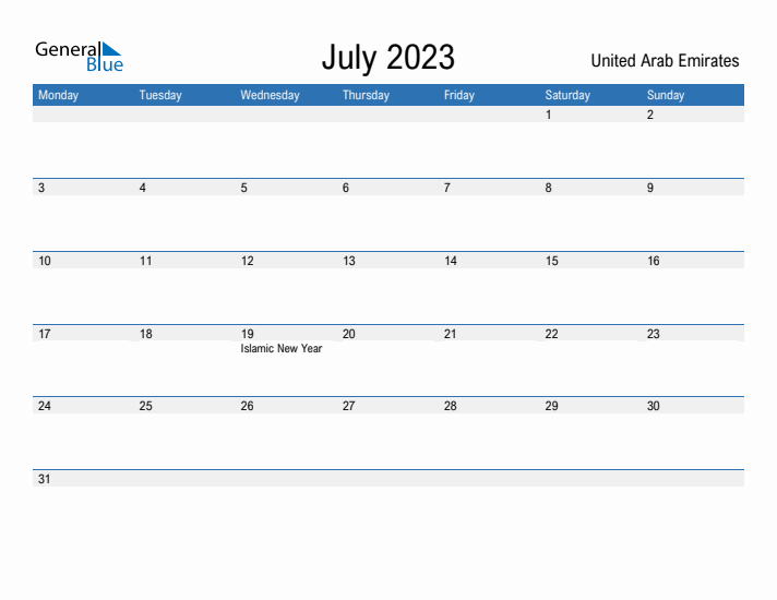 Fillable July 2023 Calendar