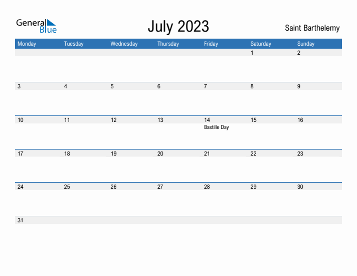 Fillable July 2023 Calendar