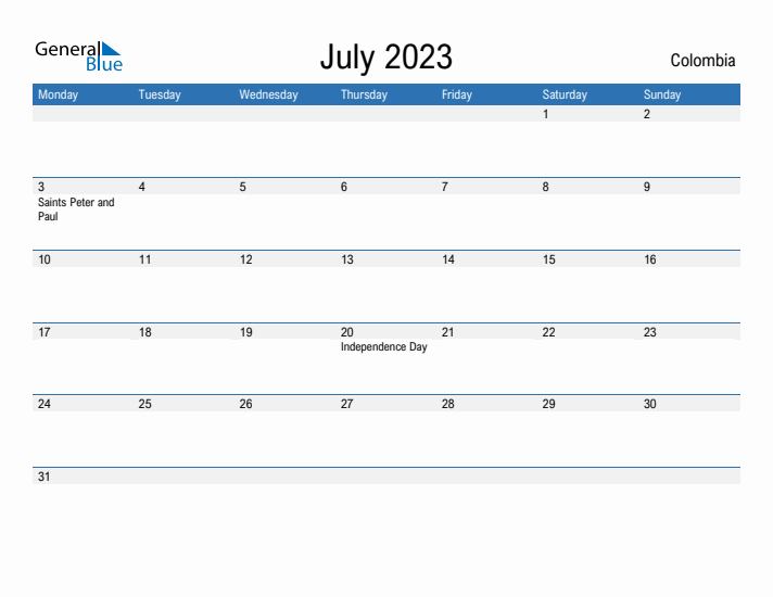 Fillable July 2023 Calendar