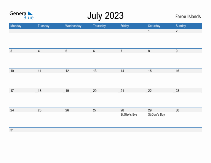 Fillable July 2023 Calendar