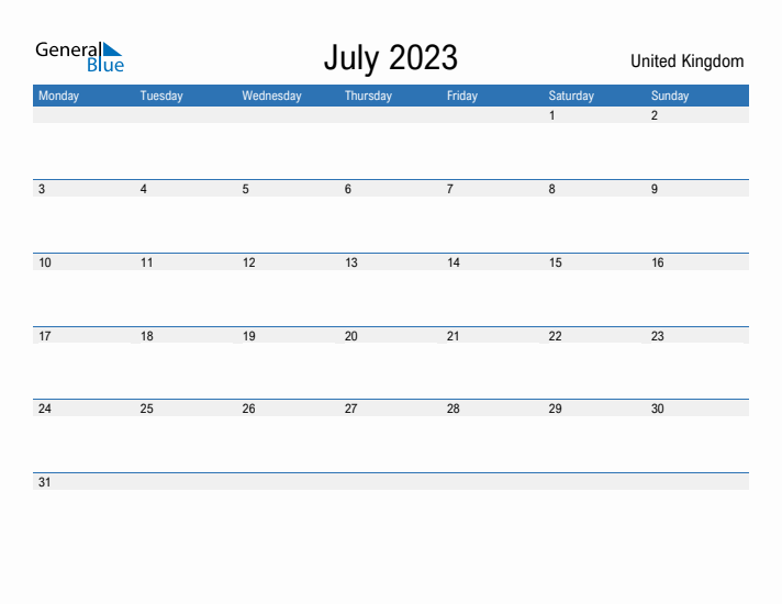 Fillable July 2023 Calendar