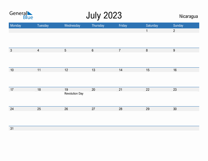 Fillable July 2023 Calendar