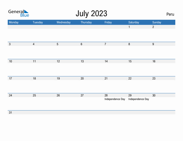 Fillable July 2023 Calendar