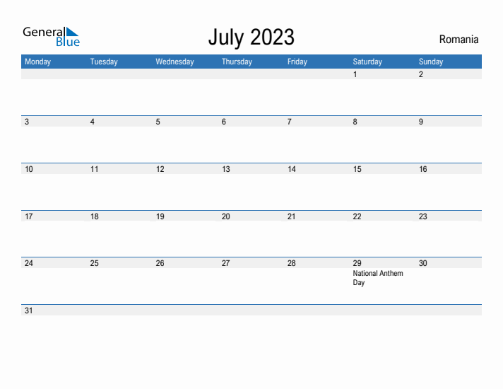 Fillable July 2023 Calendar