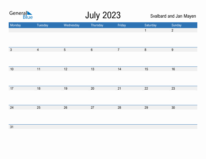 Fillable July 2023 Calendar