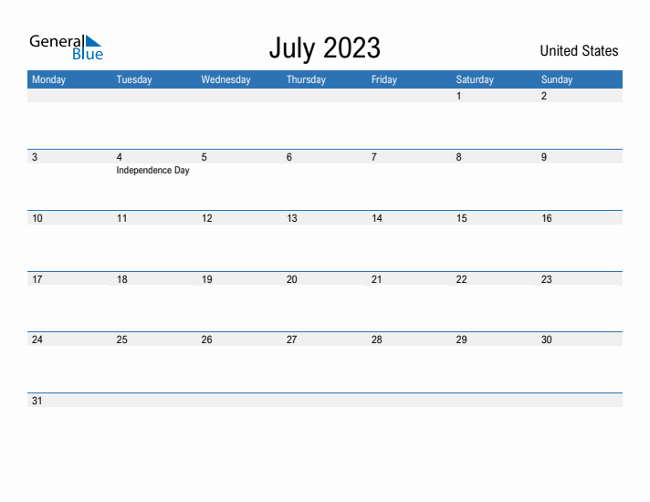 Fillable July 2023 Calendar