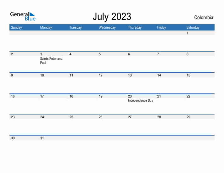 Fillable July 2023 Calendar