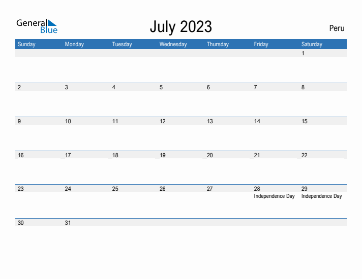 Fillable July 2023 Calendar