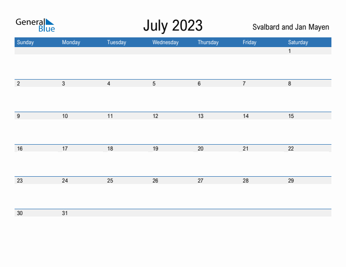 Fillable July 2023 Calendar