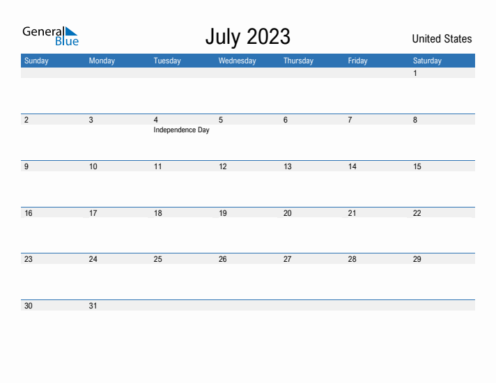 Fillable July 2023 Calendar