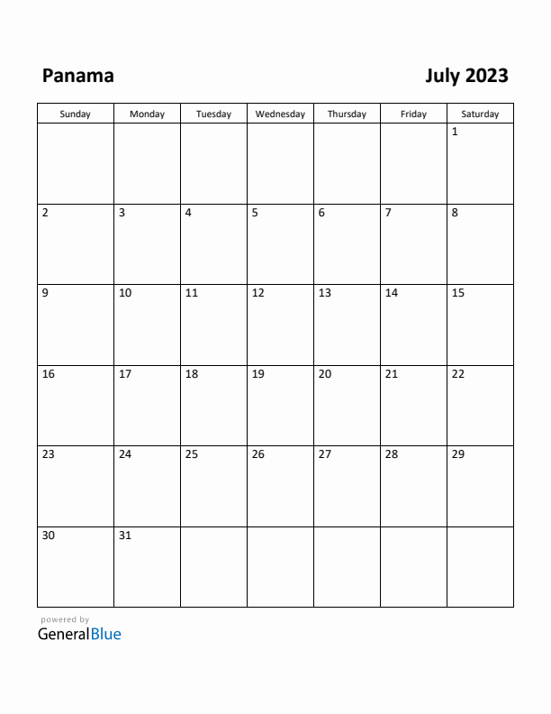 July 2023 Calendar with Panama Holidays