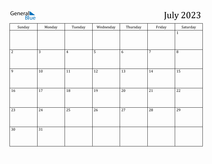 July 2023 Calendar