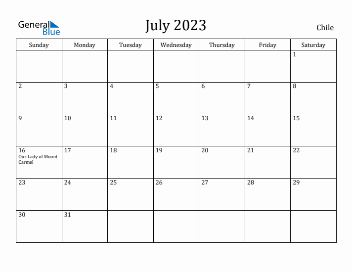 July 2023 Calendar Chile