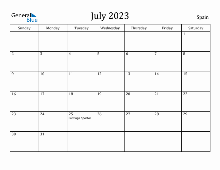 July 2023 Calendar Spain