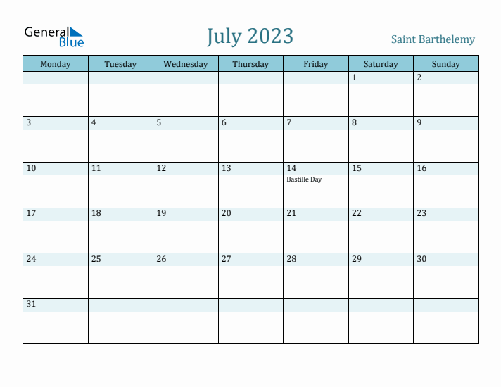 July 2023 Calendar with Holidays