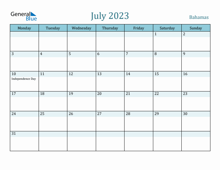 July 2023 Calendar with Holidays