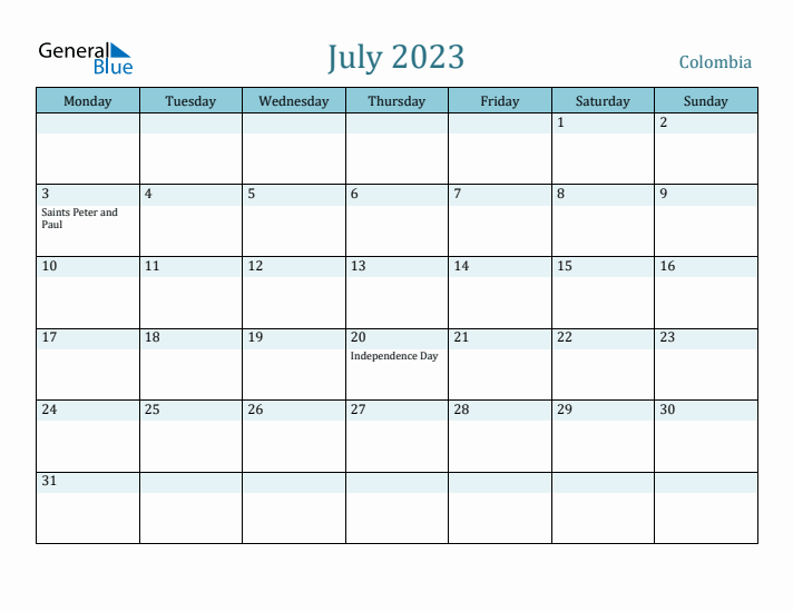 July 2023 Calendar with Holidays