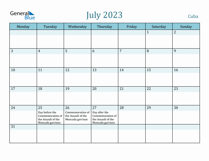 July 2023 Calendar with Holidays