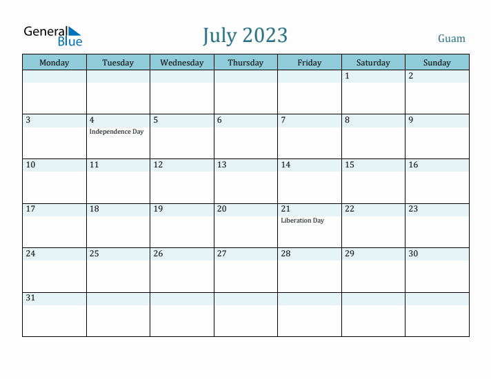 July 2023 Calendar with Holidays