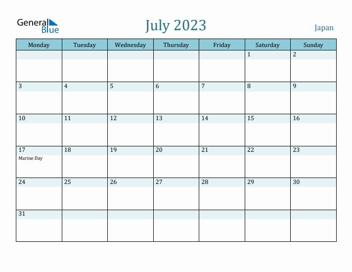 July 2023 Calendar with Holidays