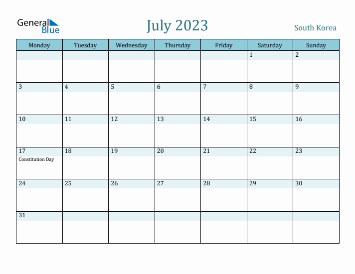 July 2023 Calendar with Holidays