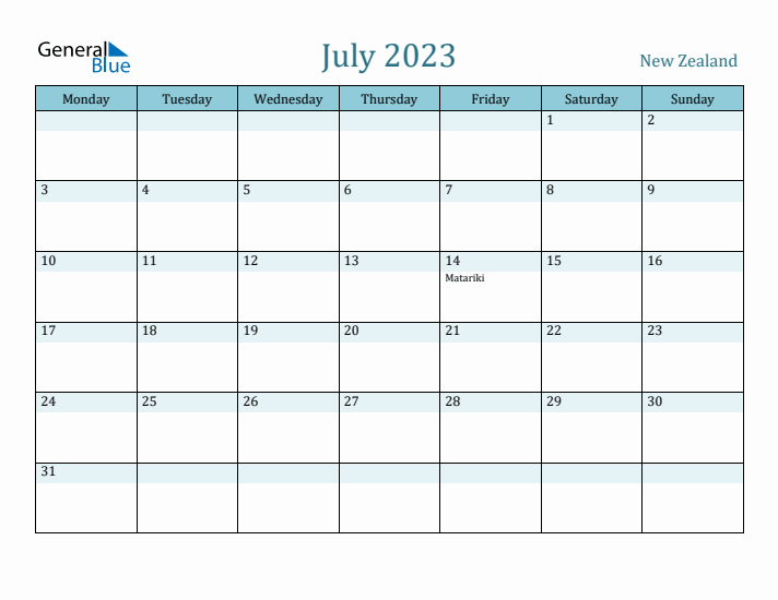 July 2023 Calendar with Holidays