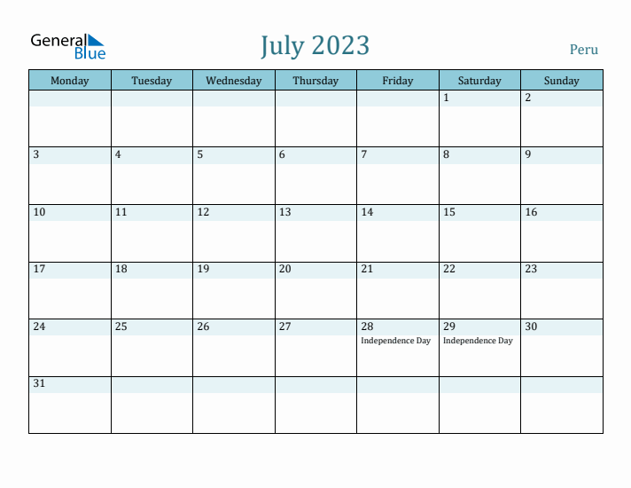 July 2023 Calendar with Holidays