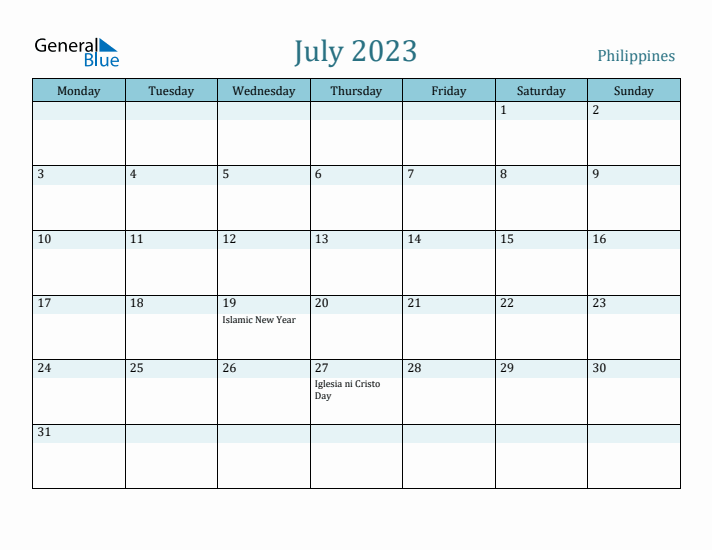 July 2023 Calendar with Holidays