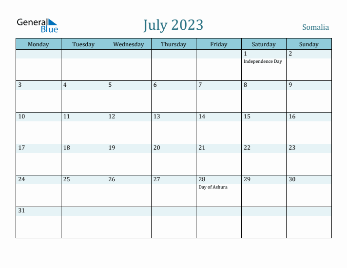 July 2023 Calendar with Holidays