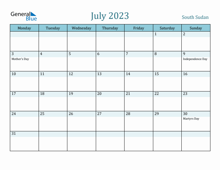 July 2023 Calendar with Holidays