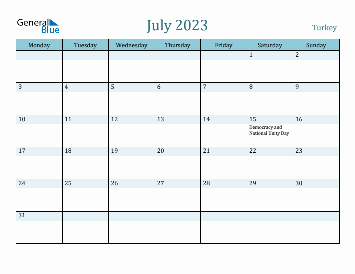 July 2023 Calendar with Holidays