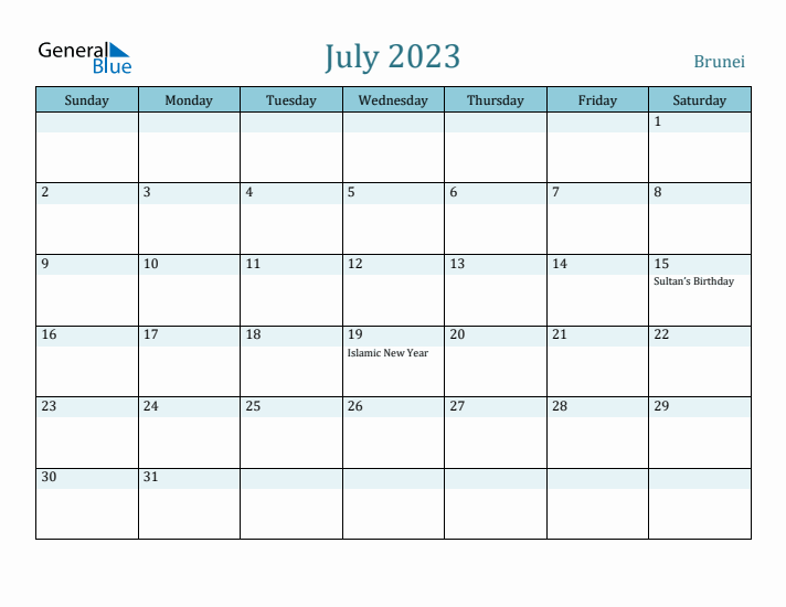 July 2023 Calendar with Holidays