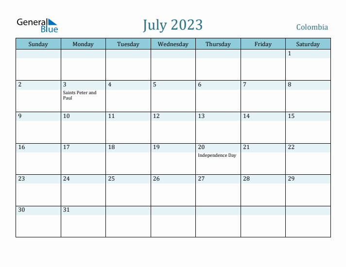 July 2023 Calendar with Holidays