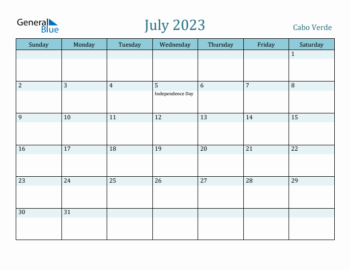 July 2023 Calendar with Holidays