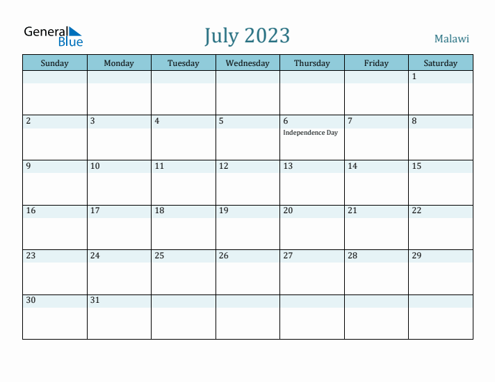 July 2023 Calendar with Holidays