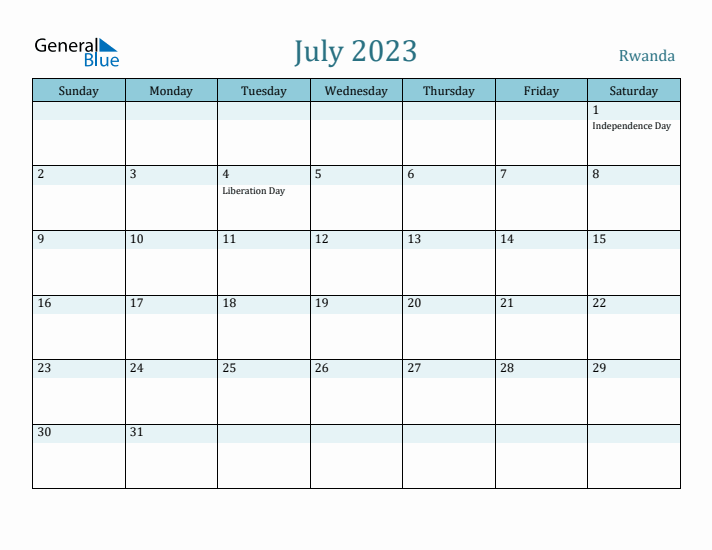 July 2023 Calendar with Holidays