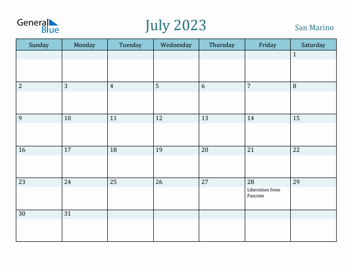 July 2023 Calendar with Holidays