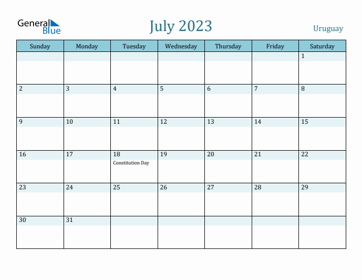 July 2023 Calendar with Holidays