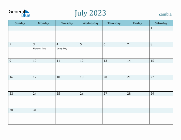 July 2023 Calendar with Holidays