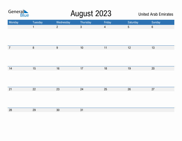 Fillable August 2023 Calendar