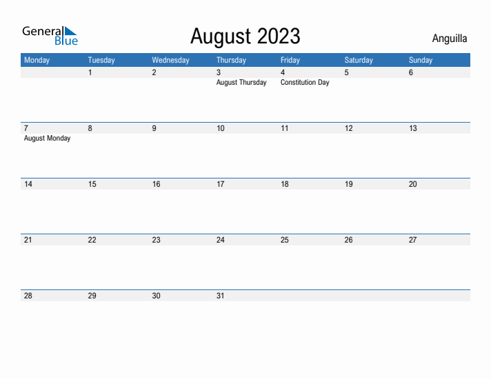 Fillable August 2023 Calendar