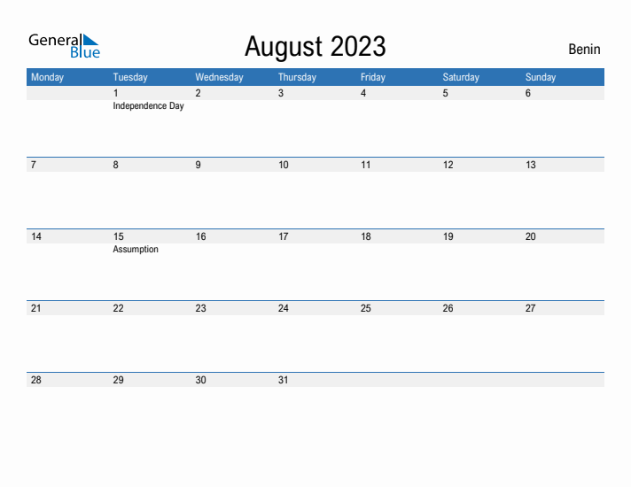 Fillable August 2023 Calendar