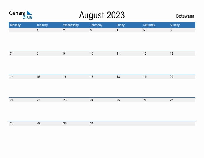 Fillable August 2023 Calendar